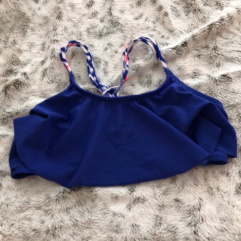 Blue Razor Back Bathing Suit Top